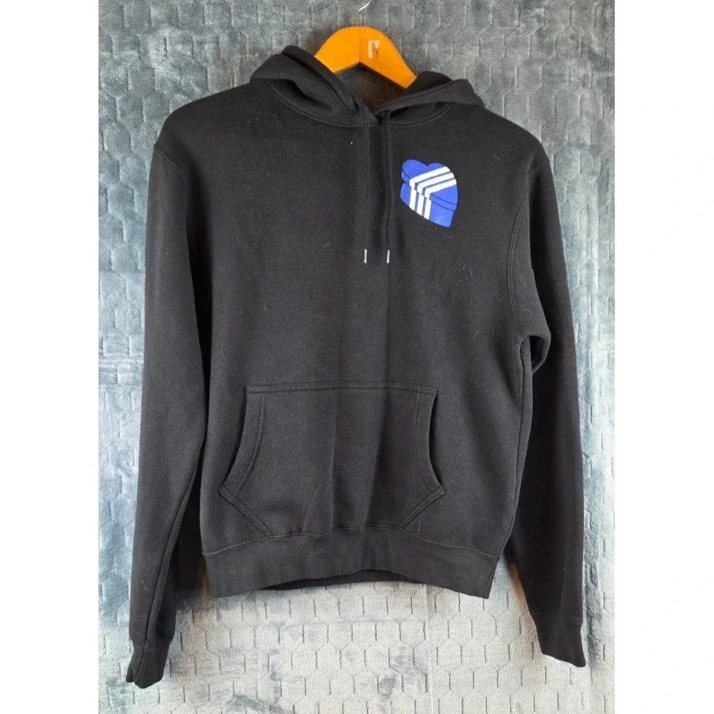 Adidas OG Heart Box Hoodie Men's Small‎ Black Sweatshirt Trefoil Logo HC1794